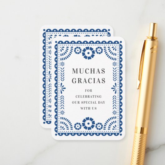 ブルーパペルカラフルピカド結婚式の引き出物ラベル エンクロージャーカード (正面/裏面インサイチュ)