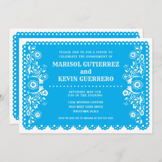 ブルーパペルピカドシンコデマヨ婚約パーティ 招待状 (正面/裏面)