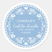 ブルーパペルピカドボーイ赤ちゃんシャワー ラウンドシール (正面)