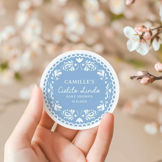 ブルーパペルピカドボーイ赤ちゃんシャワー ラウンドシール