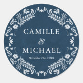 ブルーパペルピカド結婚式の引き出物 ラウンドシール (正面)