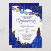 ブルーパペ王室のルピカドキンセアニラ15誕生日 招待状 (正面/裏面)