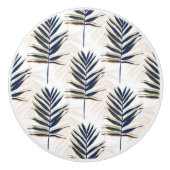 ブルーパモダンーム葉金ゴールドストロークホワイトデザイン セラミックノブ (正面)