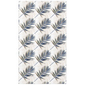 ブルーパモダンーム葉金ゴールドストロークホワイトデザイン テーブルクロス (正面)