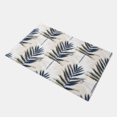 ブルーパモダンーム葉金ゴールドストロークホワイトデザイン ドアマット (アングル)