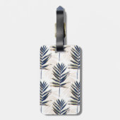 ブルーパモダンーム葉金ゴールドストロークホワイトデザイン ラゲッジタグ (裏面縦)
