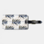ブルーパモダンーム葉金ゴールドストロークホワイトデザイン ラゲッジタグ (裏面横)