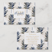 ブルーパモダンーム葉金ゴールドストロークホワイトデザイン 名刺 (正面/裏面)