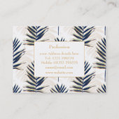 ブルーパモダンーム葉金ゴールドストロークホワイトデザイン 名刺 (裏面)