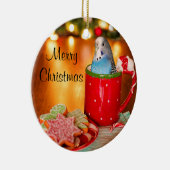 ブルーパラケートクリスマス セラミックオーナメント (右)