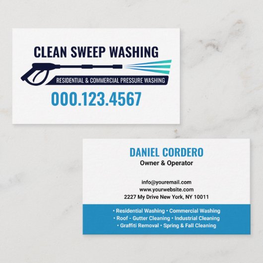 ブルーパワモダンー洗浄洗浄 名刺 (正面/裏面)