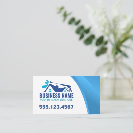 ブルーパワーモダンウォッシュハウスクリーニング 名刺 (スタンド正面)