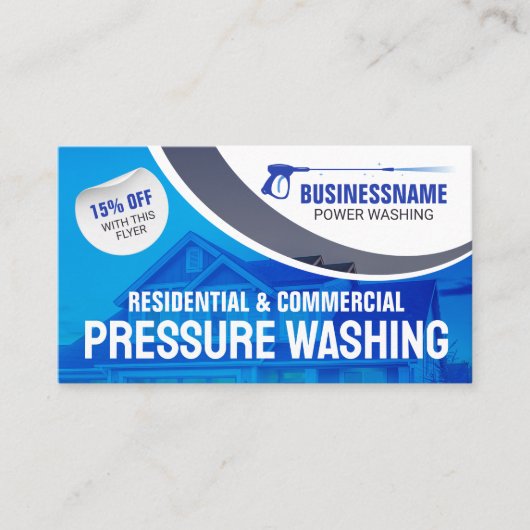 ブルーパワー洗浄圧力洗浄ハウスクリーニング 名刺 (正面)