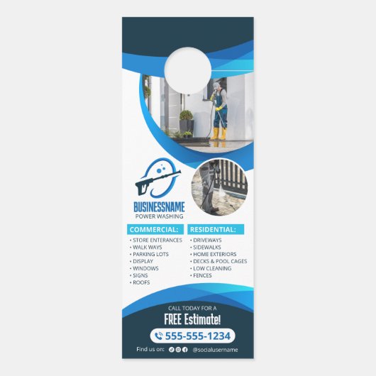 ブルーパワー洗浄圧力洗浄ハウス洗浄 ドアノブサイン (裏面)