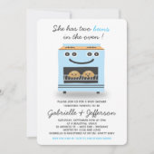 ブルーパンのオーブンの双子の赤ちゃんシャワー 招待状 (正面)