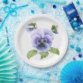 ブルーパンシーズボタニカルアート紙プレート ペーパープレート (パーティー)