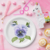 ブルーパンシーズボタニカルアート紙プレート ペーパープレート (パーティー)