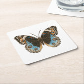 ブルーパンシーバタフライ スクエアペーパーコースター (アングル)