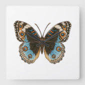 ブルーパンシーバタフライ スクエア壁時計 (正面)