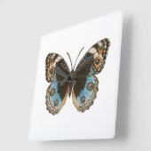 ブルーパンシーバタフライ スクエア壁時計 (傾斜)