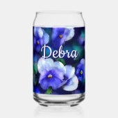 ブルーパンシーパンシーフラワーパーソナライズされたフローラ ガラス缶 (裏面)