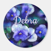 ブルーパンシーパンシーフラワーパーソナライズされたフローラ マグネット (正面)
