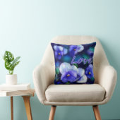 ブルーパンシーパンシーフラワーフローラティール（緑がかった色）'Love' クッション (椅子)