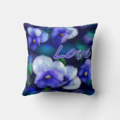 ブルーパンシーパンシーフラワーフローラティール（緑がかった色）'Love' クッション (裏面)