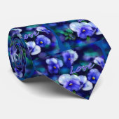 ブルーパンシーパンシーフラワーフローラティール(緑がかった色)'Love' ネクタイ (ロール)