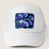 ブルーパンシーパンシーフラワー絵を描ズ キャップ (正面)
