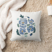 ブルーパンシーフラワーエステティックパンジー クッション (ブランケット)