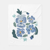 ブルーパンシーフラワーエステティックパンジー フリースブランケット (正面)