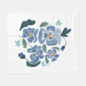 ブルーパンシーフラワーエステティックパンジー フリースブランケット (正面(横))