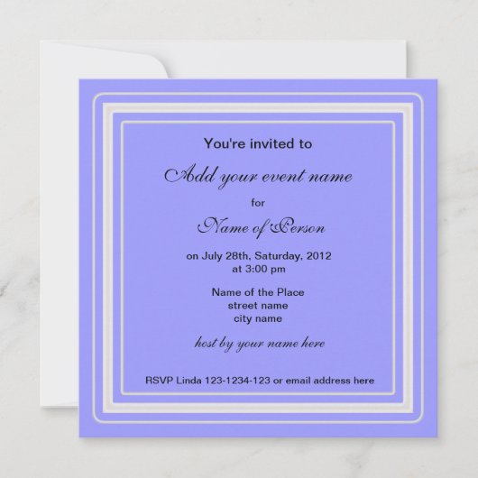 ブルーパンジーの花すべてパーティの招待状 招待状 (正面)