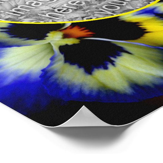 ブルーパンジーの花のフレーム自分の写真を作成 ポスター (角)