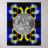 ブルーパンジーの花のフレーム自分の写真を作成 ポスター (正面)