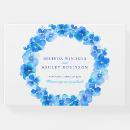 ブルーパンジーリースウォーター結婚カラーのゲストブック ゲストブック