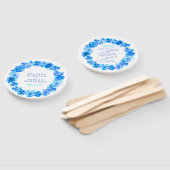 ブルーパンジー水彩結婚式プログラムファン ハンドファン (組立なし)