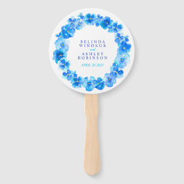 ブルーパンジー水彩結婚式プログラムファン ハンドファン