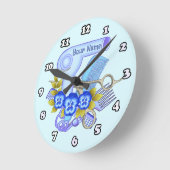 ブルーパンジー美しいパーラー美容時計 ラウンド壁時計 (傾斜)