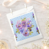 ブルーパンジー チェック 花 フラワーパーティーフェイバーバッグ フェイバーバッグ (クリップ留めされた状態)