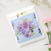 ブルーパンジー チェック 花 フラワーパーティーフェイバーバッグ フェイバーバッグ (封をした状態)