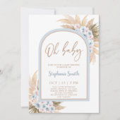 ブルーパンパスグラスアーチベイビーシャワーボーイ招待状 招待状 (正面)