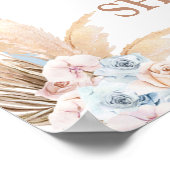 ブルーパンパスグラスベビーシャワーボーイウェルカムサイン ポスター (角)