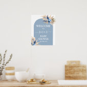 ブルーパンパスグラスベビーシャワーボーイウェルカムサイン ポスター (キッチン)