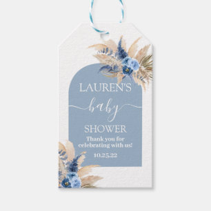 ブルーパンパスグラスベビーシャワーボーイギフトラベル ギフトタグ
