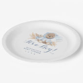 ブルーパンパスグラスボホベアベイビーシャワー紙プラット ペーパープレート (アングル)