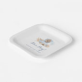 ブルーパンパスグラスボホベアーシャワー紙プレート ペーパープレート (傾斜あり)