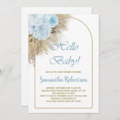 ブルーパンパスグラスボホボーイベビーシャワー 招待状 (正面/裏面)