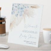 ブルーパンパスグラスボーイベビーシャワーウェルカムサイン 台座サイン (インサイチュ)